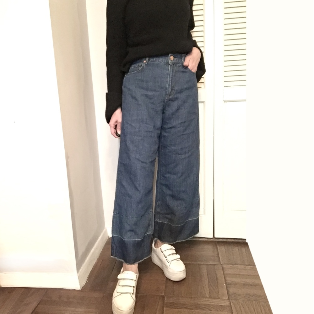 NWT • LOFT Cotton Linen Wide Leg Stonewash Jeans